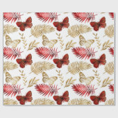 Roter Schmetterling Palmblättriger Blumenblättrige Geschenkpapier (Flach)
