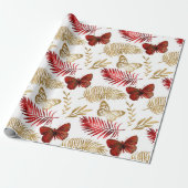 Roter Schmetterling Palmblättriger Blumenblättrige Geschenkpapier (Ungerollt)