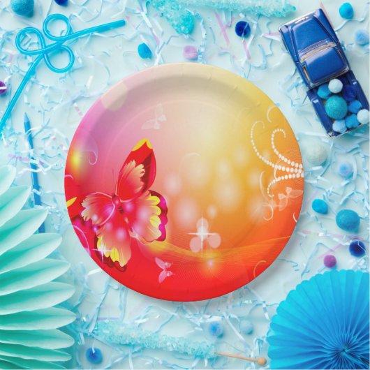 Roter Schmetterling Pappteller (Party)