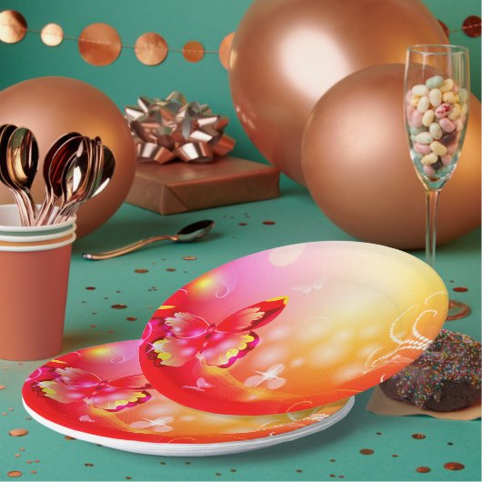 Roter Schmetterling Pappteller (Multi)