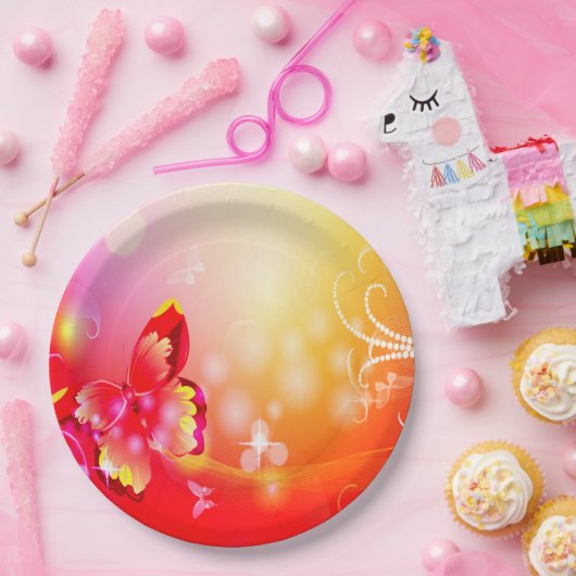 Roter Schmetterling Pappteller (Party)