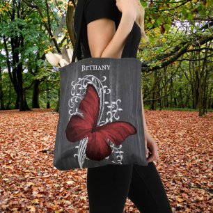 Roter Schmetterling Personalisiert Totbeutel Tasche