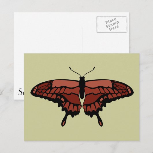 Roter Schmetterling Postkarte (Vorne/Hinten)