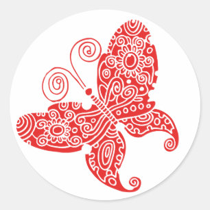 Roter Schmetterling-Rundsticker Runder Aufkleber