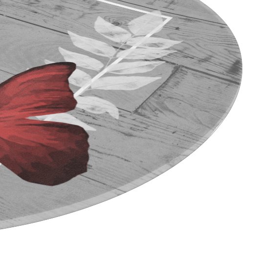 Roter Schmetterling Rustikale Personalisierte Schn Schneidebrett (Ecke)