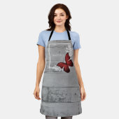 Roter Schmetterling Rustikale Personalisierte Schü Schürze (Getragen)