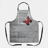 Roter Schmetterling Rustikale Personalisierte Schü Schürze (Vorderseite)