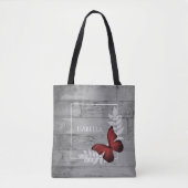 Roter Schmetterling Rustikale Personalisierte Tote Tasche (Vorderseite)