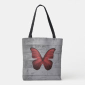 Roter Schmetterling Rustikale Personalisierte Tote Tasche (Rückseite)