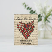Roter Schmetterling Save the Date Ankündigungspostkarte (Stehend Vorderseite)
