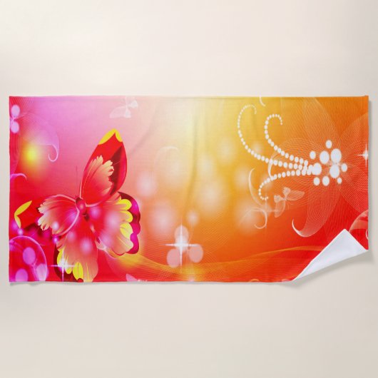 Roter Schmetterling Strandtuch (Vorderseite)