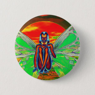 Roter Schmetterling Sunset Button