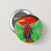 Roter Schmetterling Sunset Button (Vorne & Hinten)