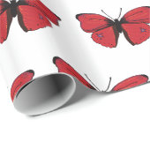 Roter Schmetterling Zeichnend Geschenkpapier (Rolleneckpunkt)