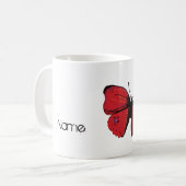 Roter Schmetterling Zeichnend Kaffeetasse (Vorderseite Links)