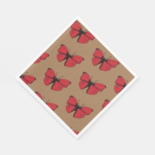 Roter Schmetterling Zeichnend Serviette (Ecke)