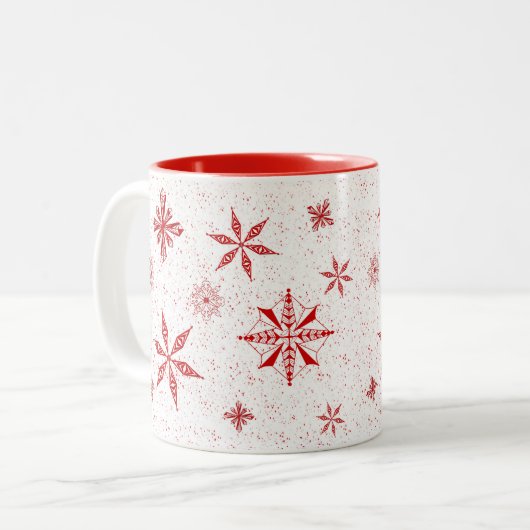 Roter Schnee auf weißer Leinwand Tasse (Vorderseite Links)