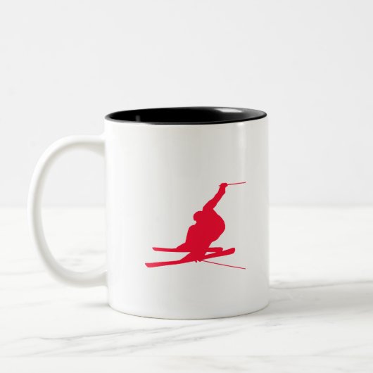 Roter Schnee Skilauf Zweifarbige Tasse (Links)