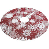 Roter Schneeflocke-Baum-Rock Polyester Weihnachtsbaumdecke (Schrägansicht)