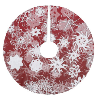Roter Schneeflocke-Baum-Rock Polyester Weihnachtsbaumdecke