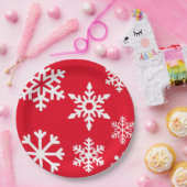 Roter Schneeflocke-Weihnachtspapier-Teller Pappteller (Party)