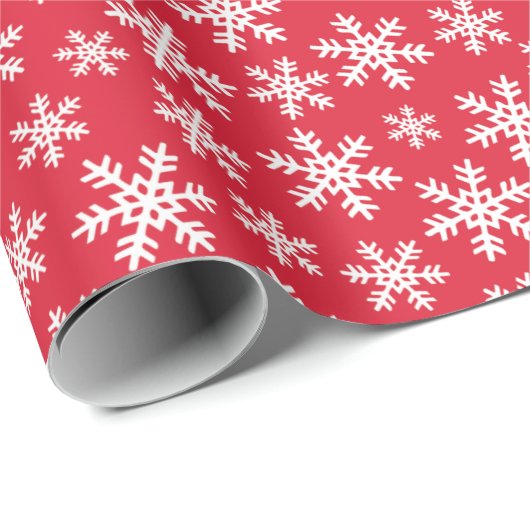 Roter Schneeflocken Geschenkpapier (Rolleneckpunkt)