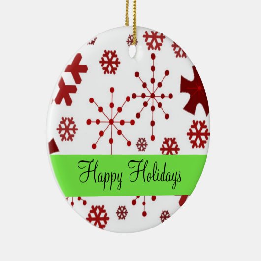 Roter Schneeflocken Keramik Ornament (Rechts)