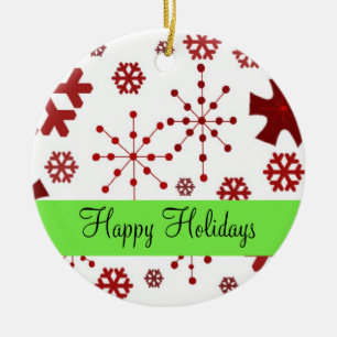 Roter Schneeflocken Keramik Ornament