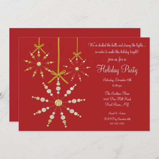 Roter Schneeflocken Ornament Weihnachten Party Ein Einladung (Vorne/Hinten)