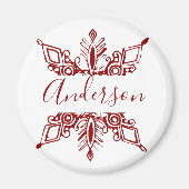 Roter Schneeflocken personalisiert Magnet (Vorne)