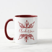 Roter Schneeflocken personalisiert Tasse (Links)