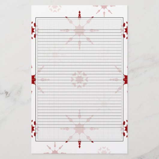 Roter Schneeflocken Stationierungslinien optional Briefpapier (Vorderseite)