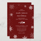Roter Schneeflocken Weihnachten Einladungen für Ho (Vorne/Hinten)