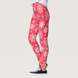 Roter Schneeflocken WinterLeggings Leggings