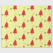 Roter Schneeflocken Xmas Baum Nahtloses Muster Geschenkpapier (Flach)