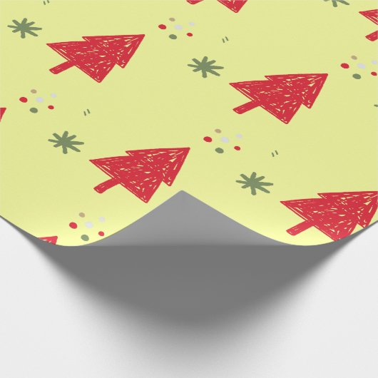 Roter Schneeflocken Xmas Baum Nahtloses Muster Geschenkpapier (Ecke)