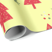 Roter Schneeflocken Xmas Baum Nahtloses Muster Geschenkpapier (Rolleneckpunkt)