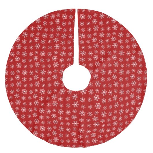 Roter Schneeflockenrock Polyester Weihnachtsbaumdecke (Vorderseite)