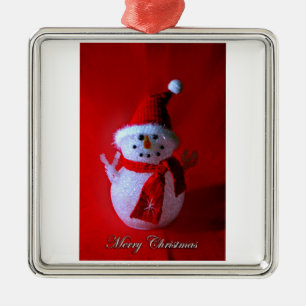 Roter Schneemann-Ornament Ornament Aus Metall