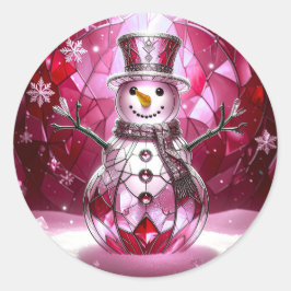 Roter Schneemann-Schneeflocken-Feiertags-Aufkleber Runder Aufkleber