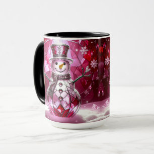 Roter Schneemann-Schneeflocken-Feiertagsbecher Tasse