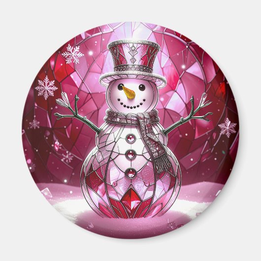 Roter Schneemann-Schneeflocken-Feiertagsmagnet Magnet (Vorne)