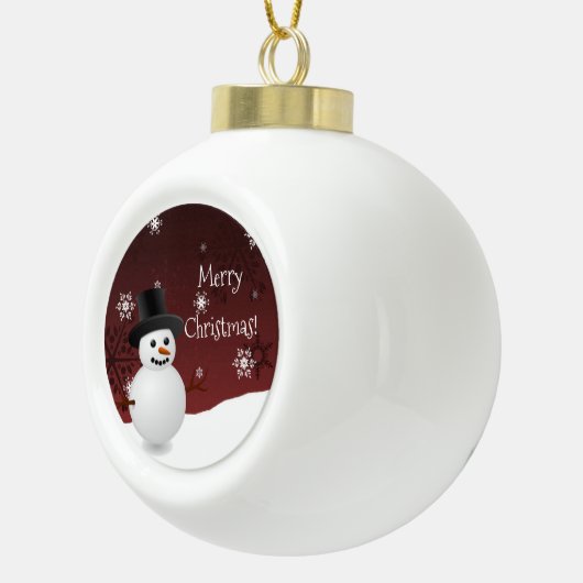 Roter Schneemann Winter Szene Gerahmte Ornamente (Rechts)