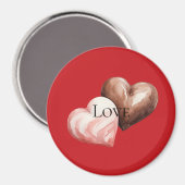 Roter Schokolade Strawberry Hearts Magnet (Vorderseite/Rückseite)