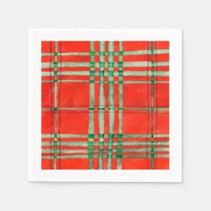 ROTER SCHOTTISCHER TARTAN Standard-Cocktail-Papier Serviette
