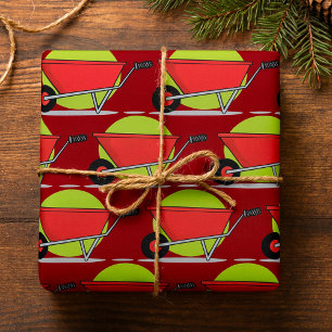 Roter Schubkarren-Gartenwagen Geschenkpapier