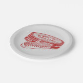 Roter Schuhpolster Pappteller (Schrägansicht)