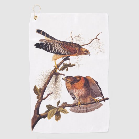 Roter Schulter Hawk Audubon Bird of Prey Golfhandtuch (Vorderseite)