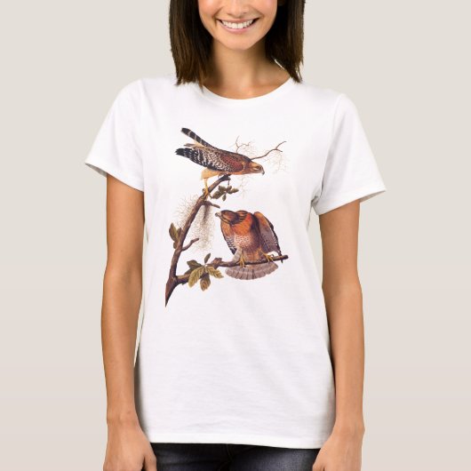 Roter Schulter Hawk Audubon Bird of Prey T-Shirt (Vorderseite)