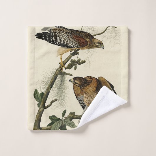Roter Schulter Hawk - Audubons Vögel in Amerika Badhandtuch Set (Waschlappen)